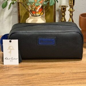 Robert Graham NWT Black Remy V Leather Toiletry Dopp Kit Travel Grooming Bag